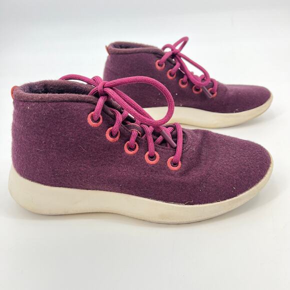 Allbirds Burgundy Hi-Top Wool Runner-Up Sneakers Women's Size 9 - Picture 4 of 7